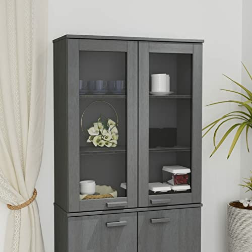 ZEYUAN Mueble Superior aparador, Aparador Cocina, Aparadores para Salon, Mueble Salon, Mueble Cafetera, Mueble Buffet, Alacenas Y Vitrinas, Madera de Pino Gris Oscuro 85x35x100cm