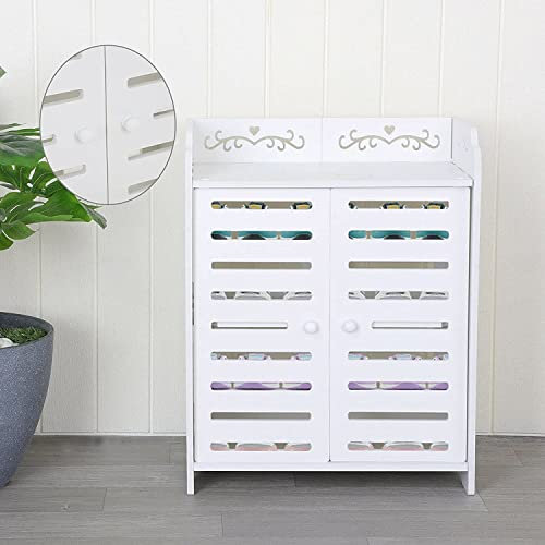 FLBT 3-stöckiges Holz-Kunststoff-Schuhregal 51 * 40 * 23 cm Laubsäge-Lagerregal für Badezimmermöbel-Schrank