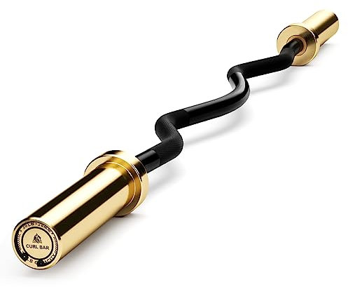 LIONSCOOL EZ Curlstange (Goldene Titanbeschichtete Hülsen und schwarzer E-beschichteter Schaft, 317,5 kg, 28 mm)