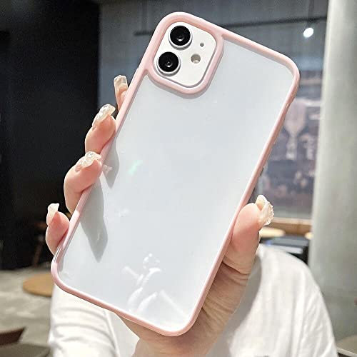 Custodia per telefono trasparente con paraurti colorato per iPhone 14 13 12 Mini 11 Pro Max XR X XS 8 7 Plus SE 2022 Cover posteriore trasparente, rosa, per iPhone13 Mini