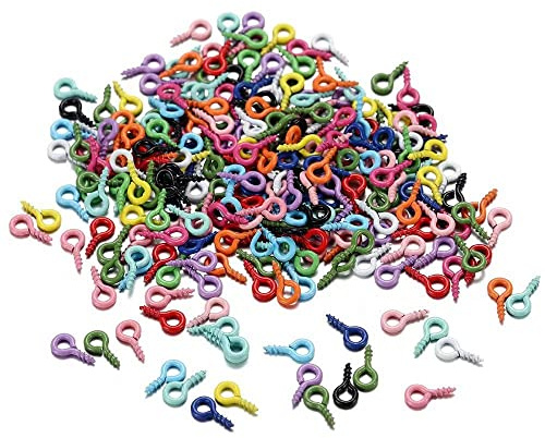 Wambere 200 viti a testa di pecora, con occhielli a vite, piccoli aghi per occhi, per fai da te, gioielli, piccoli oggetti decorativi, progetti artigianali, 4 x 8 mm, colore misto