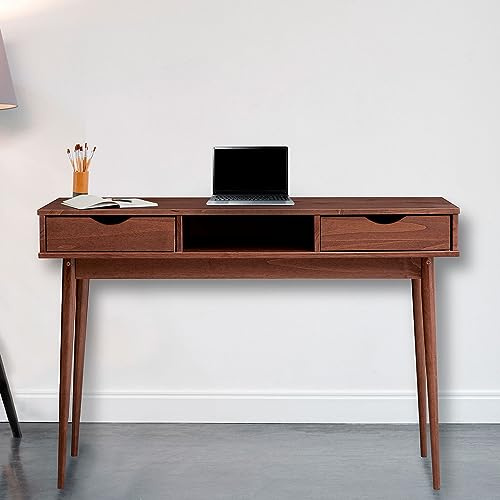 IDIMEX Schreibtisch Stefano Kastanien Farben - Bürotisch mit 2 Schubladen und Fach aus Massivholz, Home Office Tisch, moderner Arbeitstisch