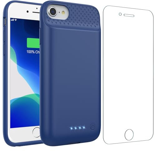 Feob Battery Case for iPhone 8/7/6s/6/SE (2022/2020),Powerful 7000mAh Strong Slim Portable Protective Charging Case, Rechargeable Extended Battery Charger for iPhone 8/7/6s/6/SE (2022/2020)-Blue