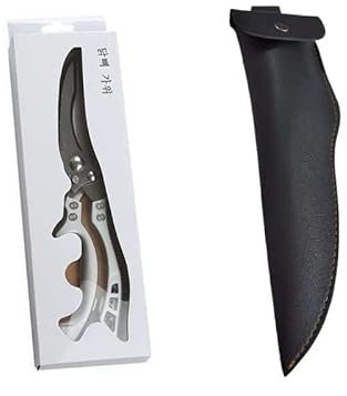 Kitchen Scissors, Kitchen Knife Powerful Chicken Bone Scissors Kitchen Knives Duck Fish Cutter Shears Scissors Cook Utility Knife Cleaver (Color : Black Leather case)