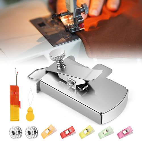 Magnetische Nahtführung,Magnetische Nahtführung für Nähmaschine,Multifunktionales Anti-Curl-Magnetmessgerät mit 2 Spulen, 5 Befestigungsclips, Nadeleinfädler und Nahttrenner enthalten