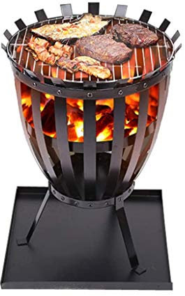 KOHARA Parrilla de Barbacoa, brasero a la Parrilla de carbón de Hierro Fundido, Olla doméstica, brasero de carbón Redondo, calefacción portátil