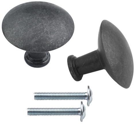 rudis-spareparts HEMNES Knöpfe passend als Ersatzteil für IKEA Möbelknopf | anthrazit ⌀32mm inkl. Schrauben (2 Stück)