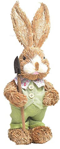 Chanpning Osterdeko Handgefertigter Hase Aus Stroh Osterhasen-Ornamente Frühlingsdeko Aus Stroh Geflochtener Hase Osterdeko Hasenfigur Hasengartenstatue Liebhaber Baumwolle Schreibtisch Karotte