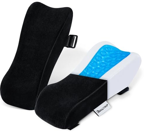 BEAUTRIP Ergonomic Armrest Pads- Office Chair Arm Rest Cover Pillow - Elbow Support Cushion for Computer, Gaming and Desk Chairs (Set of 2)… (Black with Gel_Velvet)
