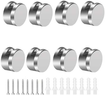 Changyeah Klemmbefestigung Spiegelclip,8 Stück Spiegel Halterung,Zinklegierung Spiegelclip Spiegelhalterung Halter,inkl 8 Edelstahlschrauben und 8 Dübel,Spiegel Befestigung