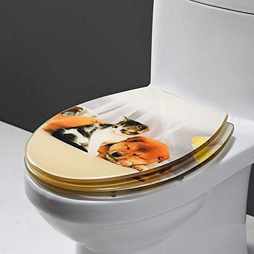 Toilettensitz, Toilettendeckel, Toilettensitz aus Kunstharz, große Auswahl an schönen Toilettensitzen, Absenkautomatik, Schnellverschluss, leicht zu reinigen, für Badezimmer, Kleiner grüner