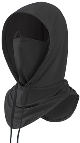 Irikdescia Kühlende Sturmhaube, Sonnenschutz-UV-Schutzhaube, Atmungsaktive Vollkopfmaske, Gesichtsbedeckung, für Männer und Frauen, Radfahren, Motorrad, Angeln (Schwarz)