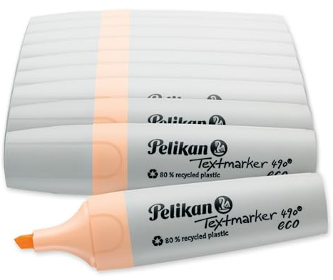 Pelikan Textmarker 490 eco, Pastell-Orange, 10 Stück, mit Keilspitze | Pelikan Textmarker 490 eco, Pastell-Orange, 10 Stück, mit Keilspitze