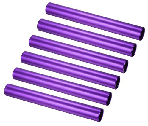 PATIKIL Aluminum Relay Batons, 6 Pcs Field Track Relay Events Baton for Race Gym Track and Field Equipment Class Games Outdoor Sports Running Practice, Purple