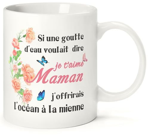 Tukeoo Idee Cadeau Fete des Meres Tasse a Café 350 ml, Cadeaux Maman Original Mug Anniversaire Mamie Tasse à thé pour Noel Fete des Meres Amies Saint Valentin Grand-Mère