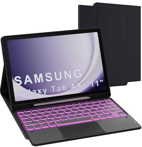 VANKEYPAD Tastiera Custodia per Samsung Galaxy Tab A9+ 11 Pollici (SM-X210/X216/X218) - con Touchpad Tastiera Bluetooth Rimovibile - per Galaxy Tab A9 Plus 11 2023 Custodia QWERTY Italiano, Nero