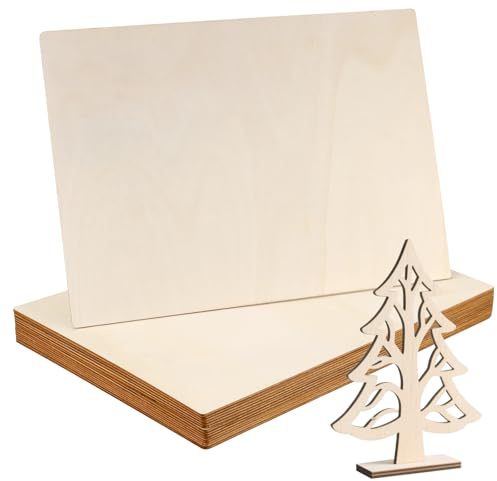 SINJEUN 15 hojas de madera contrachapada, 420 x 300 x 3 mm, hojas de madera sin acabar, tableros rectangulares de madera para manualidades, modelo arquitectónico, grabado