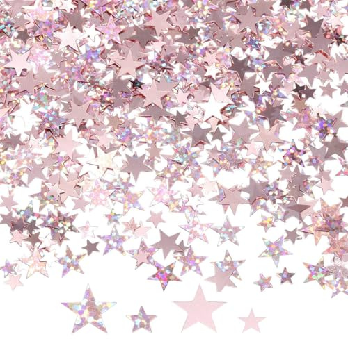 DazzJoy 4000 Stück Glitzer Streudeko Sterne Konfetti Weihnachten, 2 Größen Roségold, Weihnachtskonfetti Deko, Glitzersterne Streudeko Silvester, Pailletten Tischdeko