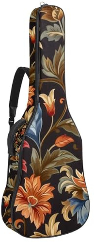 Gepolsterte Gitarrentasche mit Rosenmuster, schützende Akustikgitarre, Gigbag für E-Bass, Konzertgitarre, Multicolor 08, 42.9x16.9x4.7 in, Lässiger Tagesrucksack