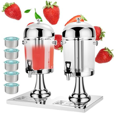 CWCQGH Beverage Dispenser with Tap for Commercial, Self-Service Cold Drink Machine Fruit Juicer Dispenser for Soy Milk, Juice, Coffee, Flower Tea, Sesame Oils - 16L,silver (Silver)