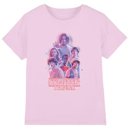 Stranger Things rosa glöd grupp flickor t-shirt, ljusrosa, 12-13 år, Ljusrosa, 12-13 År