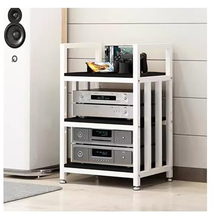 Mobile hifi Supporto multimediale AV Rack stereo con ruote Scaffali audio-video moderni Supporto per giradischi per riunioni, soggiorno, sala di registrazione(Black,50x40x70cm)