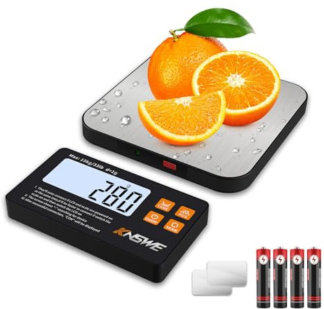 Balanza de Cocina Dividida,15kg/1g Báscula Cocina Digital alta precisión,Balanza Alimentos con Pantalla LCD Separada,Función Tara,7 Unidades,Acero Inoxidable,para Alimentos Horneado