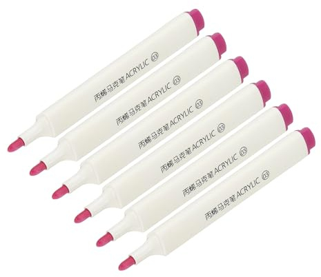 PATIKIL Acrylmaler-Stifte 6 Stück Fette Spitze Malstift Wasserdicht Wasserbasis Für Steine Bemalen Holz DIY Basteln Glas Keramik Leinwand Rose Rot