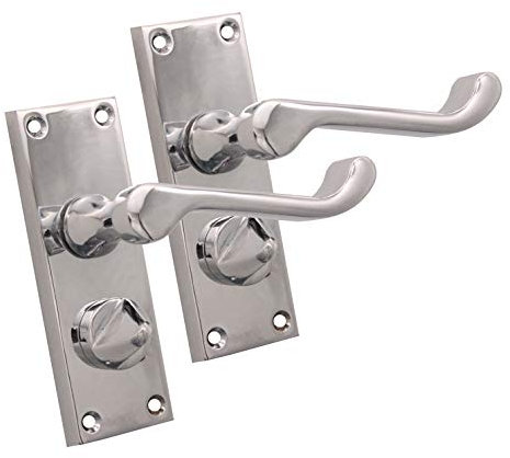 Infinity Decor Polished Chrome Victorian Scroll Lever Latch Lock Bathroom Privacy Door Handles 120 x 40mm - Suitable for Internal Bedroom Bathroom Doors