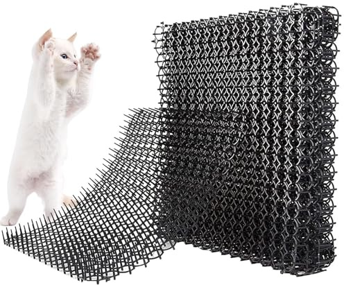 Katzen Spikes Matte, 12 Stück Katzenabwehrmatten für den Außenbereich, Anti Katzen Spikes, Katzenabwehrmatte Spleißbare Für Topfpflanzen Garten Landschaftsbau