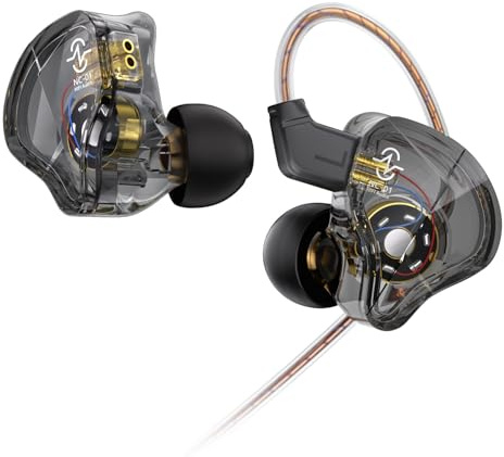 Yinyoo CCZ NC01 Gospel HiFi In-Ear-Kopfhörer IEM 10mm Dual Magnetic DD Gaming-Earbuds Kabelgebundene Kopfhörer mit abnehmbarem Kabel 2-Pin TFZ OFC-Kabel für Musik (klares Schwarz, ohne Mikrofon)