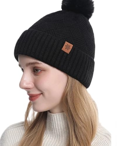Cappello a Maglia,Berretto Invernale Unisex,Cappello Invernale Uomo Donna,Cappello a Maglia Moda,Berretto Moderno Morbido ed Elastico in Traspirante,può Essere Allungato,Antivento,Unisex(Nero)