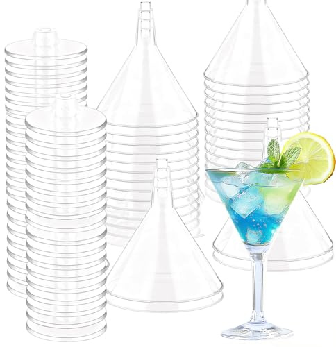 UDIHEBU 36 Pack Plastic Martini Glasses, 210ml Cocktail Glasses Reusable Clear Desserts Cocktail Cups for Wedding, Birthdays Party Champagne, Mocktail, Margarita (Transparent)