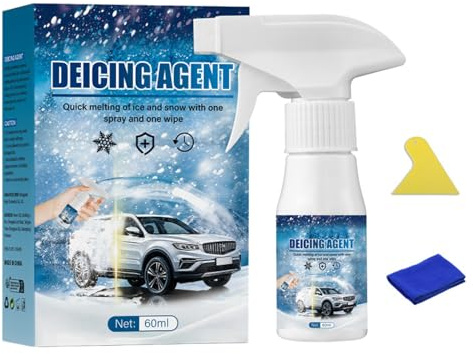 Descongelante De Automóvil 60ml Removedor de Hielo | Aerosol Descongelante Para Parabrisas De Coche Con Esponja Y Toalla Para Camión Ventana Invierno Nieve Desplazamiento Clima
