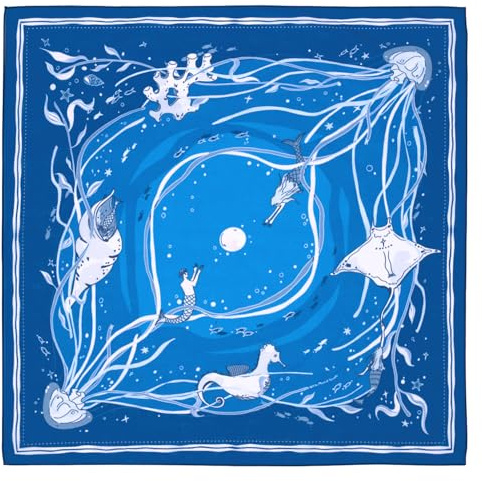 WHTE MOSS Bandana 100% Baumwolle, weiches Halstuch, Kopftuch, Haarband und Taschentuch für Damen und Herren, vielseitiges Accessoire und Geschenkidee - Ocean World Serie