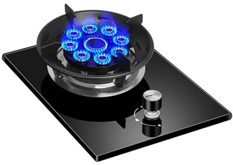 5.2KW Gas Cooker, 1Burner Hob, Portable, Tempered Glass Stove Burner, Household Windproof, for Caravan Home Kitchen Camping Garden Catering, Tabletop and Flush-mounted(NG)