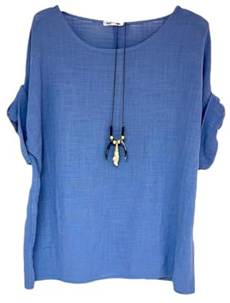 Kiran Fashion New Ladies 100% Cotton Tops Lagenlook One Size Plain for Summers Beach Casual