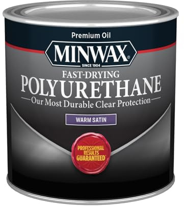 Minwax 1/2 pt 23010 Clear Fast-Drying Oil-Based Polyurethane, Warm Satin