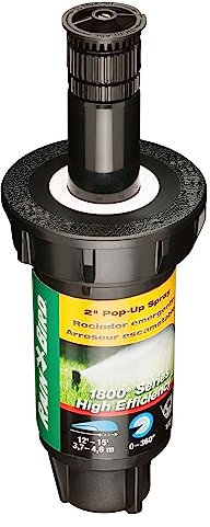 Rain Bird 1802HEVN15 High Efficiency Professional Pop-Up Sprinkler, Adjustable 0° - 360° Pattern, 8' - 15' Spray Distance, 2 Pop-up Height