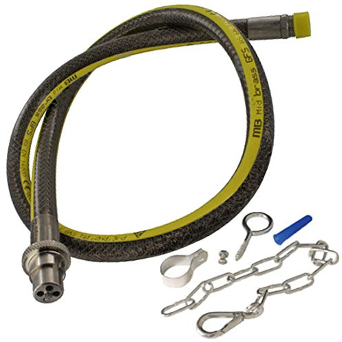 SPARES2GO Universal Oven Cooker Gas Supply Hose Pipe + Safety Chain (4ft 1/2 inch, Straight Bayonet, BS EN14800 CE)