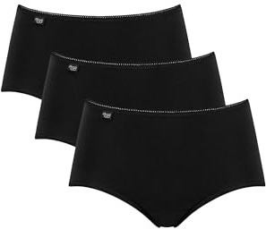 Sloggi Damen Unterhose 24/7 Cotton Midi , Baumwolle, 3-Pack, 46, Schwarz