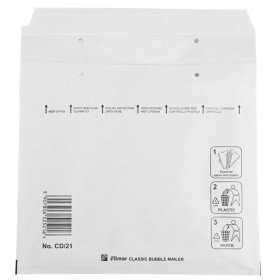 Prodye Luftpolstertaschen CD, 200x175mm passend für 1 x 10,4mm oder 2 x 5 mm Jewelbox, 100 Stück, WeiÃŸ