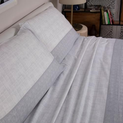 LARA MORADA-Set Completo Letto Lenzuola Flanella Singolo, 100% Cotone Anallergico, Anti Pelucchi, Made in Italy, MOD: Country Grigio Singolo