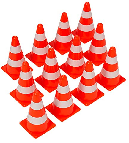 Bramble 12er-Set Pylonen 23 cm Orange-Weiß - Sportkegel Verkehrshütchen Markierungskegel - Auch als Spielkegel für Kinder