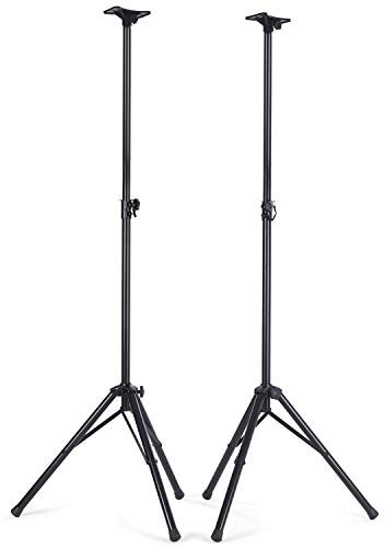 SSL Satellites DJ PA Disco Speaker Stands Folding Tripod Leg Black Set of Two with Mounting Adapter/Top Hat