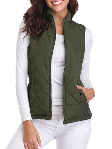 fuinloth Women's Quilted Gilet, Body Warmer Padded Outdoor Sleeveless Vest