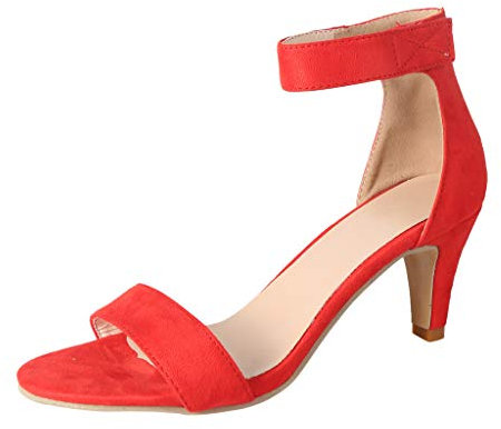Sandalen Damen dünne High Heels Sommer Knöchelriemen Damen Pumps Schuhe (36,Rot)