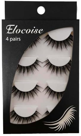 Elocoise False Eyelashes,3D Eye Lashes Reusable 4 Pairs Long Hand-made Faux Eyelashes for Eye Makeup (G108)