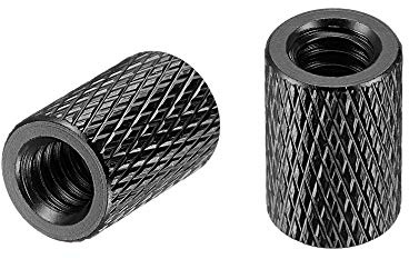 sourcing map 1/4-20 x 10mm x 15mm Aluminum Alloy Hand Screw Nuts Diamond Knurl Knurled Camera Tripod Pass Hole Nut Black 2pcs