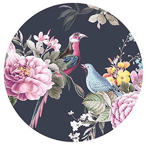 Grandora Wandtattoo Wandaufkleber Blumen Schlafzimmer Wandsticker florales Design Wandbild Wohnzimmer Wanddeko Flur Esszimmer Tapete selbstklebend rund DL652-07